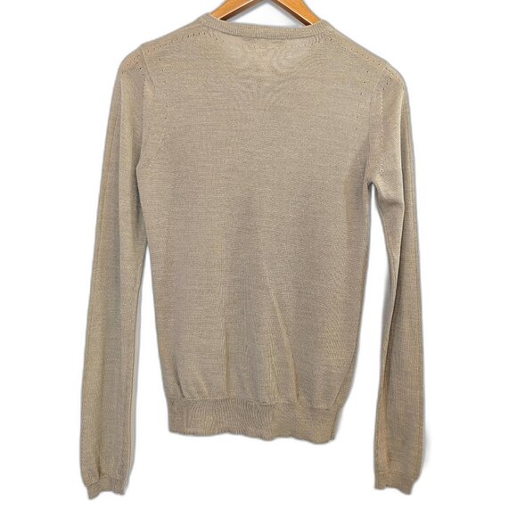 Paul & Joe Sister	| Anthropologie Beige Tan Cardigan with Silk Trim | Size Small - Picture 6 of 10